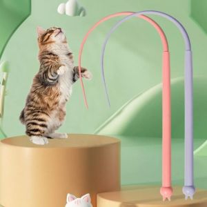 YUNAFIN Simulated Mouse Tail Long Tail Cat Toy Pet Products Interactive Pet Interactive Toys  Stick Silicone Cat Teaser For Cats Kitten Hunting
