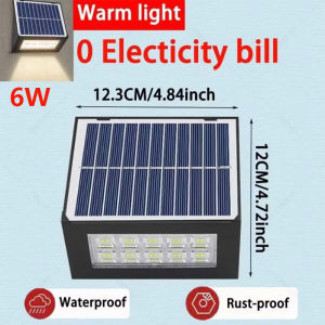Solar Light Outdoor Waterproof Wall Lamp Warm White Lighting 4W 6W 8W Solar Powered Led Wall Lights Dusk to Dawn LED Wall Lamps For Gate Fence Street Park Patio Pool Garage Decor Step