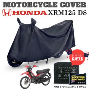 Honda XRM125 DS Waterproof Motorcycle Cover Black Motor Cover with Storage Bag & Wipes