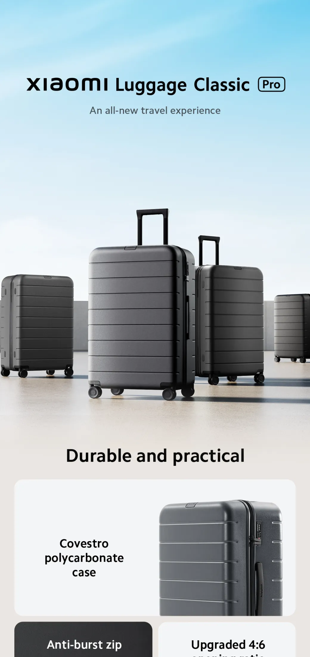 Xiaomi Luggage Classic Pro 20″ Grey – Smart Carry‑On Suitcase