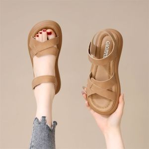 [Free Shipping] Thick-Soled Roman Sandals For Women 2026 Summer New Fashion Versatile Platform Soft-Soled Slip-On Beach Sandals