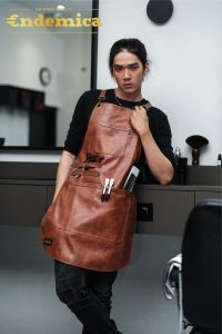 apron barista Celemek Barbershop apron cafe celemek cukur rambut full premium synthetic leather path crossback strep