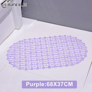 LIVABLE Non-Slip Bath Mat PVC Bathroom Floor Mat Hollow Out Massage Protection Bath Mats with Suction Soft Shower Mat