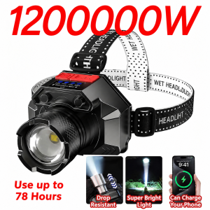 Head light Flashlight Rechargeable Waterproof Headlamp Light LED Flashlight 500M Long Range Night Fishing Lamp