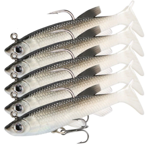 5Pcs Soft Paddle Tail Swimbaits Fishing Baits Soft Lures Simulation Baits for Freshwater Saltwater Fishing Tackle
