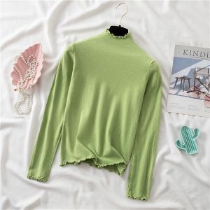 Atasan Baju Rajut Wanita Import Kerah Kriwil Kaos Import Wanita Lengan Panjang /Manset Baju