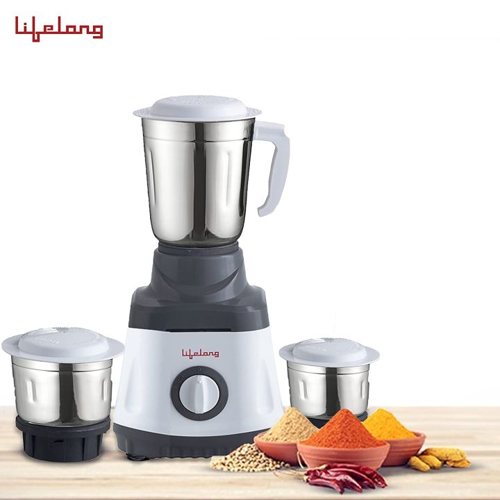Lifelong LLMG74 750 Watt Mixer Grinder with 3 Jars (White and Grey