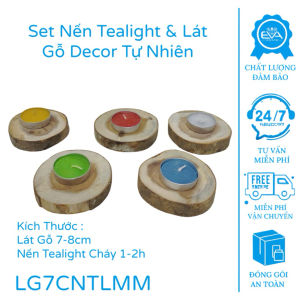 Set 5 Combo Nến Tealight & Lát Gỗ Decor Tự Nhiên Trang Trí Decor