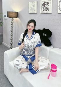 Đồ bộ pijama nữ ANH MỸ mặc nhà lụa xước thiết kế hoa chân bông cao cấp bigsize 40-75kg tay ngắn quần dài SP0327
