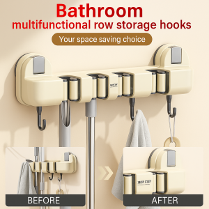 Mop For Many Sizes Mop Holder Hook Rack Nopunch Easy Storage Multiscene Use Porous Position