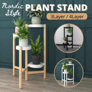 IMP HOUSE Plant Stand Flower Pot Rack Plant Display Rack 3layer 4layer Metal Pole with antirust paint [SG]