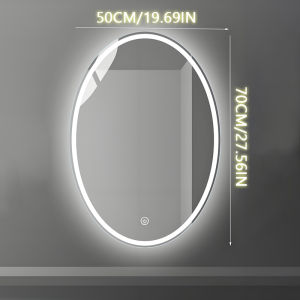 LED elliptical mirror intelligent defogging lighting bathroom three color adjustable makeup mirror