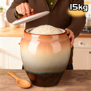 15KG Ceramic rice storage Rice Dispenser Household Large Capacity Insect-proof Food Storage Container rice urn ceramic container ceramic decoration