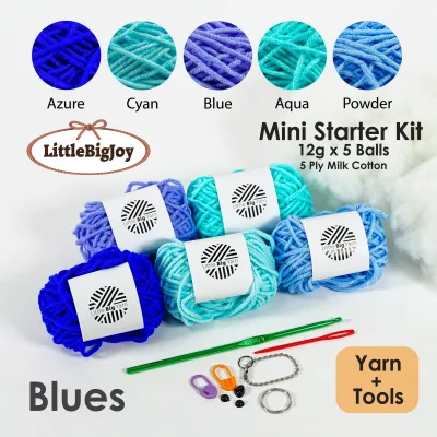 Mini Crochet Amigurumi Starter Beginners Kit Material Package Benang Kait Knitting Milk Cotton Yarn Handmade DIY Hook (Without UHU Glue)
