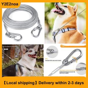 【Local shipping】 Double-headed Dog Tie Out Cable Leash raction Rope With Metal Buckle Steel Wire Anti-rust Training CollarOutdoor Dogs Strap