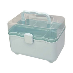 GLOWLITE Jewelry Case 2 Layer Storage Box Nail Art Box Cosmetic Case Organizer Portable Waterproof Family Emergency Kit Box Home Room Office