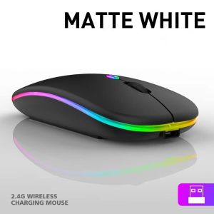 BOKEWU 2.4Ghz Wireless Mouse Rechargeable Mouse Ultra-thin Silent LED Colorful Backlit Gaming Mouse For iPad Computer Laptop PC