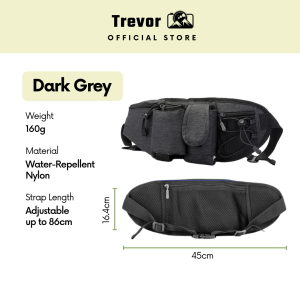 TREVOR Sport Waist Pouch - Multi Compartment Travel Running Belt Bag Cross Body Water Repellent Beg Pinggang