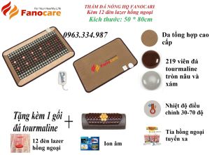 Thảm/Nệm đá nhiệt nóng Fanocare KT 50x80cm (Thảm đắp)kết hợp hồng ngoại laze (Tặng 1 gối đá quý tourmaline)