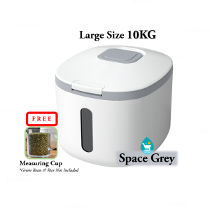 【Ready Stock】Oasis Home 10KG Rice Storage Container Rice Box 10L Kitchen Rice Bucket/Dispenser/Barrel With Cup Insect-Proof/Moisture-Proof Silicon Ring Sealed Bekas Beras Storage Tempat Simpan Beras 米桶 Lotzbuy