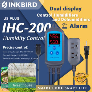 Inkbird IHC-200 110V~240V Digital Pre-wired Humidity Controller Humidistats C/F Reading Wet Dry Control US Plug for Seed Germination Mushroom Plant room Reptile habitat humidity control  Fresh keeping Greenhouse