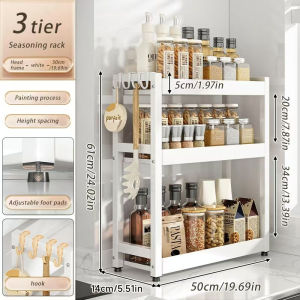 Kitchen Seasoning Rack 2/3 Tiers Condiments Organizer Utensils Organizer Spice Rack Kitchen Spice Shelves Storage Condiment Storage Rack