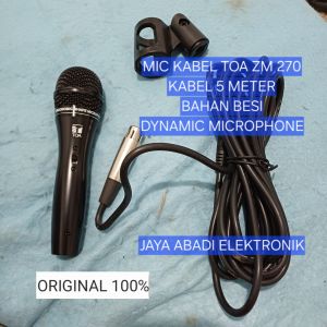 H29 TOA ZM 270 ORI 100% KABEL 5 METER 5 M Mic Microphone Mik Mikropon Dinamik Kabel Terbaik MIK MIX MIC VOKAL VOCAL JERNIH MICROPHONE AUDIO DYNAMIC Moving coil mikrofon BAHAN METAL BESI PROFESIONAL SULTAN  INI BARU MIC BERKUALITAS  TOA ZM-270 mikropon kab