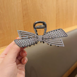 F4 Jepit Rambut Korea Bahan Alloy 11.8cm Permata Bentuk Pita Jedai Logam SUPER JUMBO HCM019