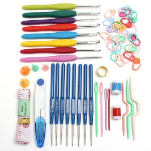 Beginner Crochet Set Kit For Adults Knitting Starter Kit Adults And Kids Complete Crochet Kit Crochet Starter Kit Metal Crochet Hooks Wool Case And Knitting Accessories DIY Knitting Tools
