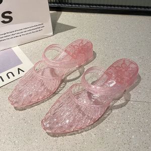 Free Shipping Summer New Transparent Crystal Dual-Use Slippers For Women Fashionable Outdoor Non-Slip Jelly Shoes Casual Beach Plastic Sandals