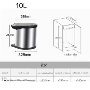 COD Stainless Steel Pull Out Kitchen Cabinet Trasbin 10L/16L Household storage bucket cabinets