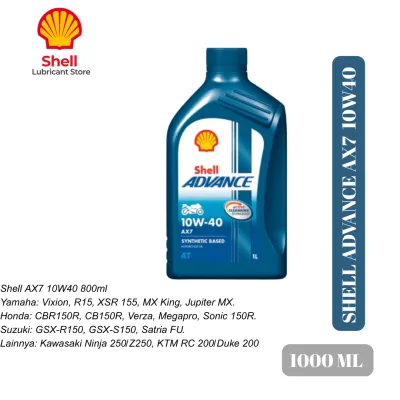 Oli Shell 4T AX7 10W40 1000 ML Untuk CBR 150 Vixion KLX Mega Pro Tiger R15 Thunder dll