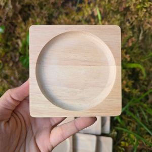 จานรองแก้ว ที่รองแก้ว ไม้ยางพารา แบบเปล่า ขนาด 10 ซม. ราคาส่ง