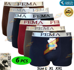 FAST - 6 PCS Celana Dalam/CD Pria Boxer FEMA 7728 Size L XL XXL/sempak/underwear Laki-laki