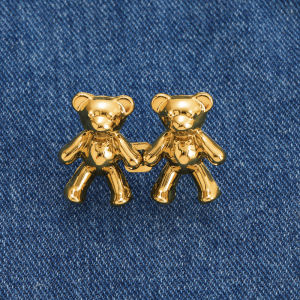 Cute Bear Button Pins for Jeans No Sew and No Tools Instant Pant Waist Tightener Adjustable Jean Buttons Pins