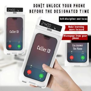 JUSTODO Portable Phone Lock Box with Timer 24 Hours Transparent Lid Phone Box High Quality LCD Display Phone Locker Storage Box College Students