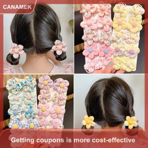 【CANAMEK 】 10Pcs Colorful Sweet Flower Elastic Hair Bands Cute Fashion Ponytail Holder Children Scrunchies Rubber Band Hair Accessories
