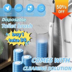 Buy1 Take 36 Disposable Toilet Brush Wall Mounted Toilet Cleaning Brush Toilet Sponge Brush with Replaceable Brush Head 360 Revolving Toilet Brush