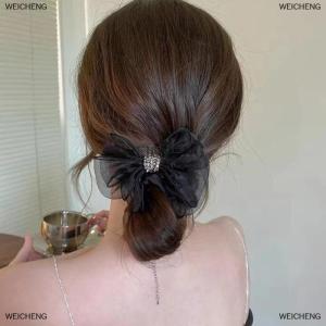 [COD] WEICHENG Mesh bow hair ring net red 2022 new all-match simple ins temperament ball head Czech drill head rope