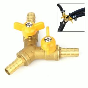 3-Way Y-Shaped Shut-Off Ball Valve With 2-Switch 10mm Hose Brass  Fitting Connector Adapter For Fuel Gas Water Oil Air