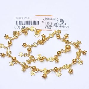 JIN JING RANTAI KAKI BINTANG WITH BELL EMAS 916 TULEN 9.48G/9.81G