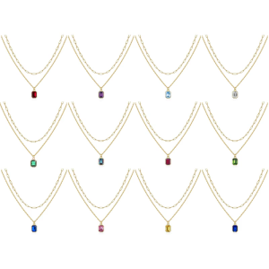 Phong cách Vòng cổ mạ đôi độc đáo hai lớp Vòng cổ sáng tạo DECEMBER birthstones quyến rũ cổ