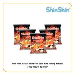 Shin Shin Instant Rice Vermicelli Tom Yum Shrimp Flavour 300g (60g x 5packs)