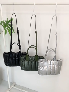 Large Quilted Crossbody Bag for Women Soft Padded Shoulder Bag Casual Handbag Down Cotton Bag for Everyday Use