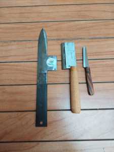 Satu paket Pisau Kupas batok kelapa + pisau kupas kulit ketela bonus pisau kupas buah