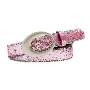 Womens Glitter Rhinestones Studded PU Belt Adjustable Waistband For Jeans Casual Party Wear