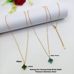 Kalung Bunga Satu Kerang Grigi BOLBAL Anti Karat Anti Luntur UK 79 &13mm Titanium Stainless Steel