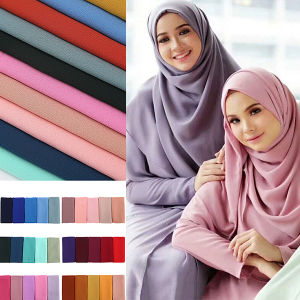 Jifang High Quality Plain Heavy Bubble Chiffon Hijabs Shawls Tudung Muslim Head Scarf Hijab Shawl 175x70cm WJ46