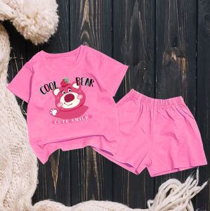 Bộ đồ bé gái hình gấu dâu COOL BEAR cho bé gái siêu xinh cho bé 6-24kg.BGL37.