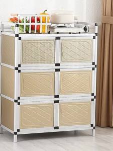 Kitchen Storage Cabinet Cupboard Simple Kitchen Cabinet Gas Stove Table Cabinet Storage Cabinet Tea Cabinet Locker Stainless Steel